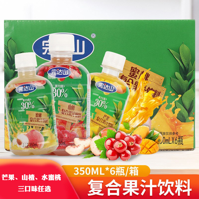 完达山复合果汁饮料饮品山楂芒果蜜桃味350ml*6瓶装果汁饮品年货