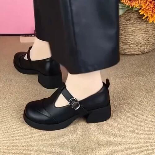 2026新款软底女凉鞋复古妈妈休闲丁字圆头舒适皮鞋中年鞋法式单鞋