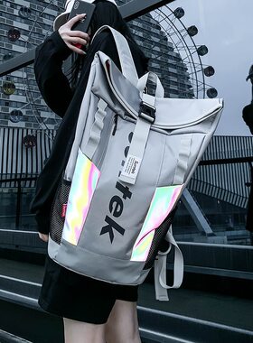 书包男大学生时尚潮流反光大容量男士双肩包潮牌运动旅行背包女生