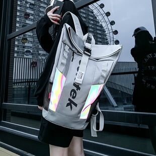 书包男大学生时尚潮流反光大容量男士双肩包潮牌运动旅行背包女生