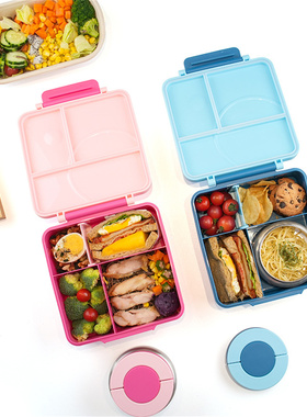 可微波炉加热分格便当盒午餐盒不锈钢碗饭盒塑料盘lunch box kids