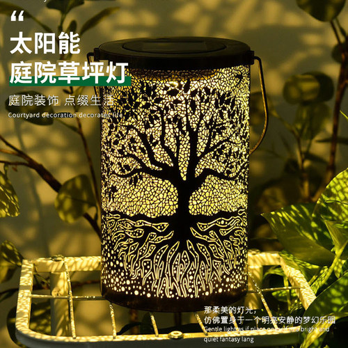 太阳能LED灯笼户外挂灯铁艺镂空