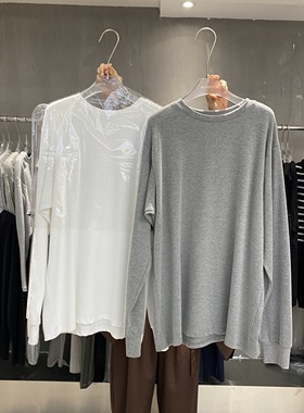 IN choose u韩国秋季圆领长袖宽松显瘦韩版中长款磨毛T恤上衣女