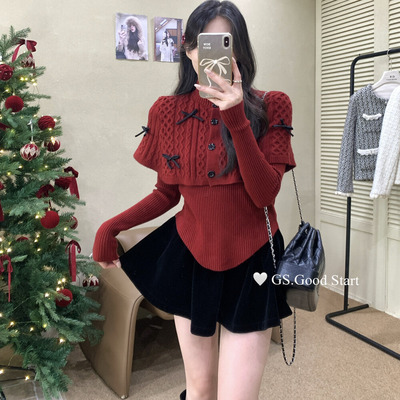 GS.GOODSTART斗篷两件套毛衣女