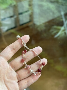 S925纯银天然安德烈水晶石手链女款手串原创设计小众精致幸运系