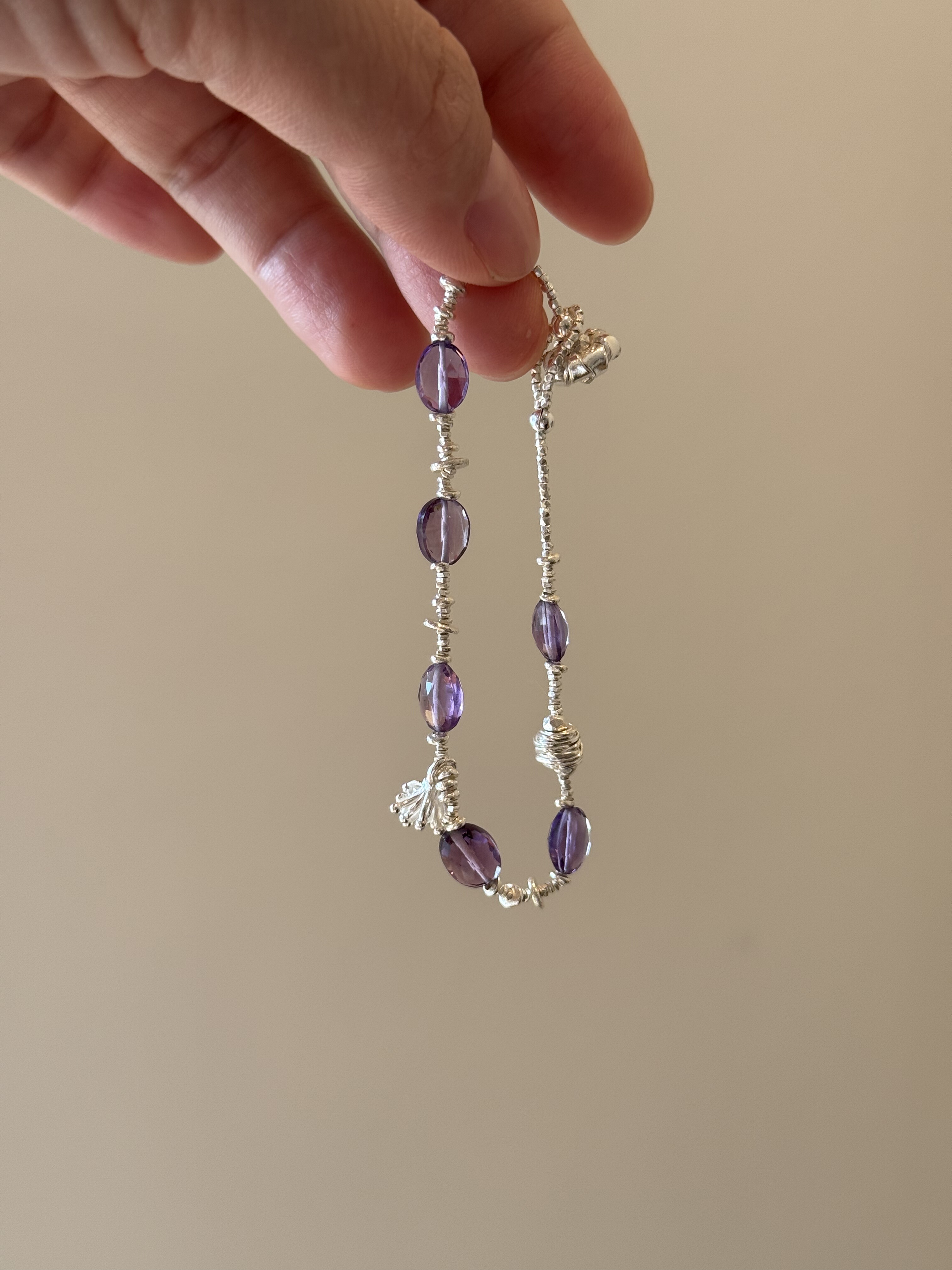 天然紫水晶粉晶手链泰银纯银手串能量补给小众精致高级感手链