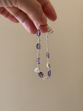 天然紫水晶粉晶手链泰银纯银手串能量补给小众精致高级感手链