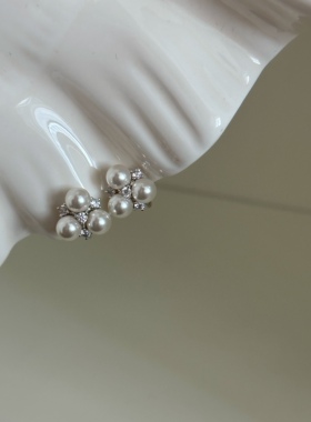 简约设计 仿珍珠锆石耳环 经典百搭 无痛无耳洞耳夹女 温柔气质