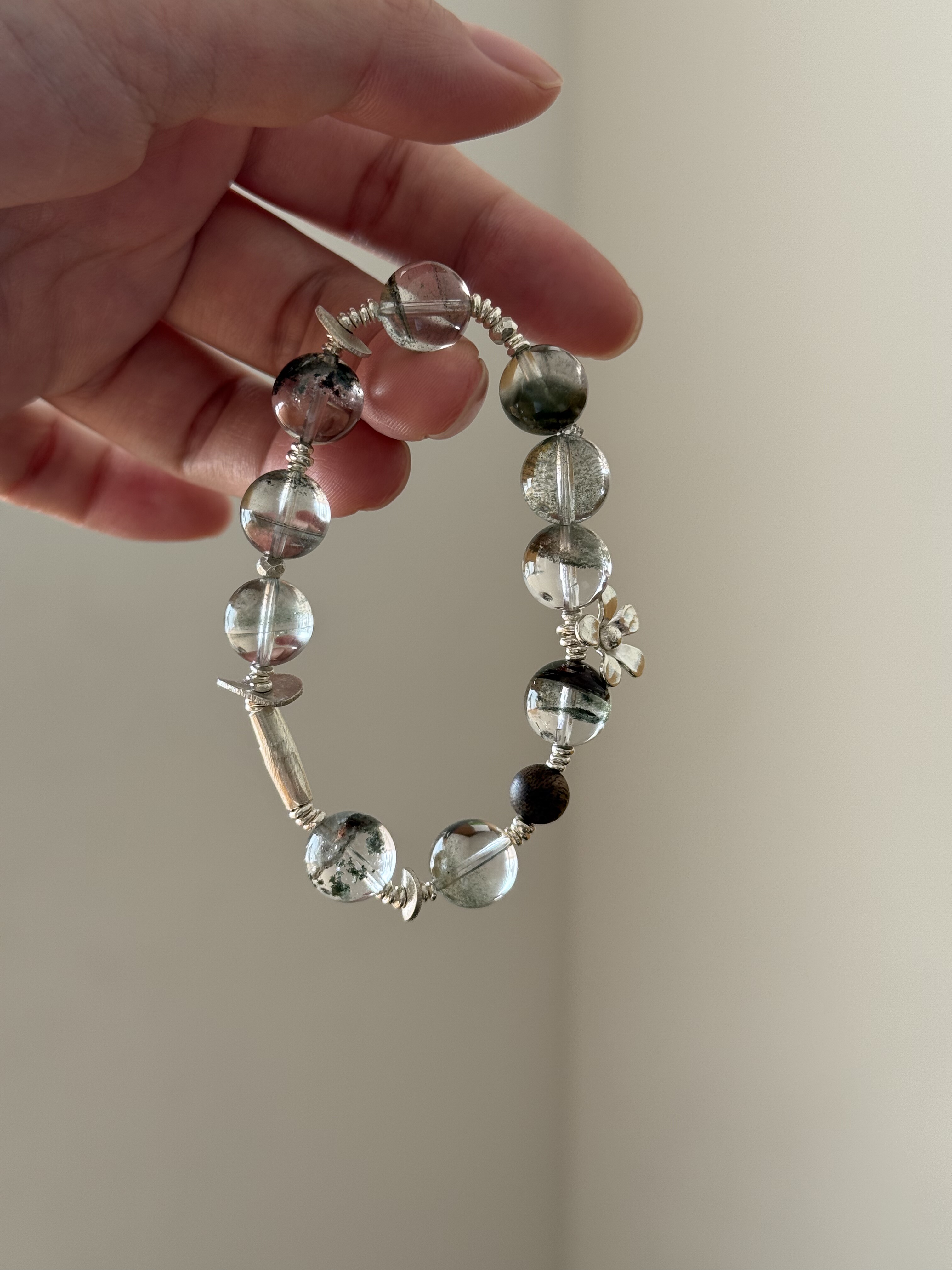 超美绿幽灵水晶手串泰银手链女款招财绿龙晶聚宝盆2025