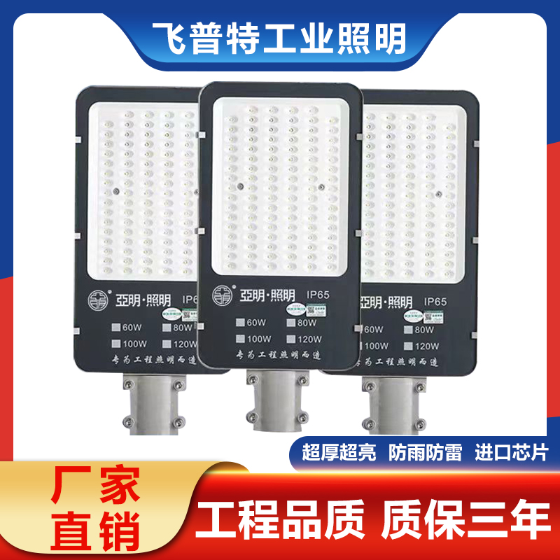 亚明LED户外路灯头220v超亮防水新农村小区庭院挑臂家用电道路灯
