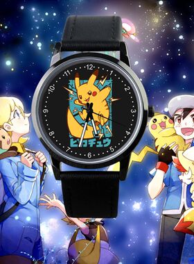 2024宝可梦任天堂皮卡丘小精灵杰尼龟同款黑色防水手表男女学生表