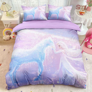 2025冰雪奇缘卡通三四件套艾莎公主被套床单儿童学生宿舍床上用品