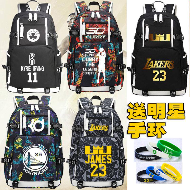 2024NBA双肩包湖人队背包球星欧文勇士队库里学生书包男夜光篮球