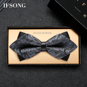 韩版 灰色商务配衬衣领结男伴郎团高档西服衬衫 蝴蝶结婚礼男士 黑色