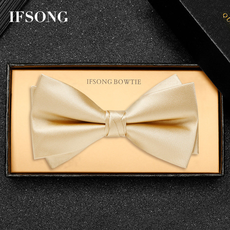 IFSONG美宋金色结婚商务正装领结图片