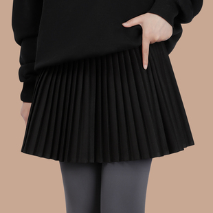 秋冬季新款黑色百褶裙小屁帘短裙大码女搭鲨鱼裤叠穿半身裙打底裤