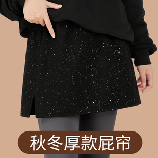 秋新款屁帘女叠穿高级牛仔裤遮臀神器半身裙黑色小香风A字短裙子