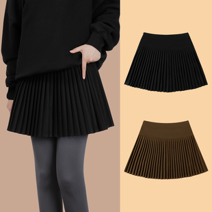 2025新款秋冬季黑色百褶裙屁帘女鲨鱼裤半身裙短裙大码连裤打底裤