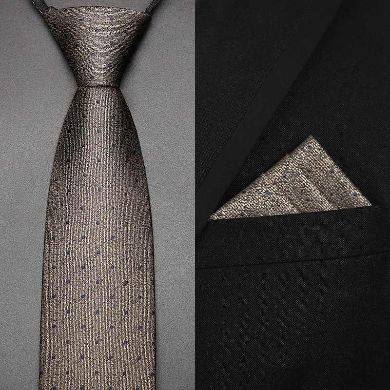 领带免打男正装商务香槟咖棕新郎