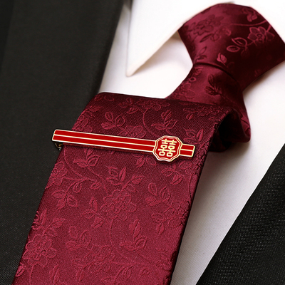 男士领带高级红色手打结正装结婚