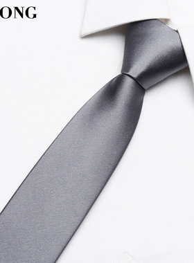 灰色正装领带男商务手打黑色职业拉链免打结高档窄细潮韩式小领带