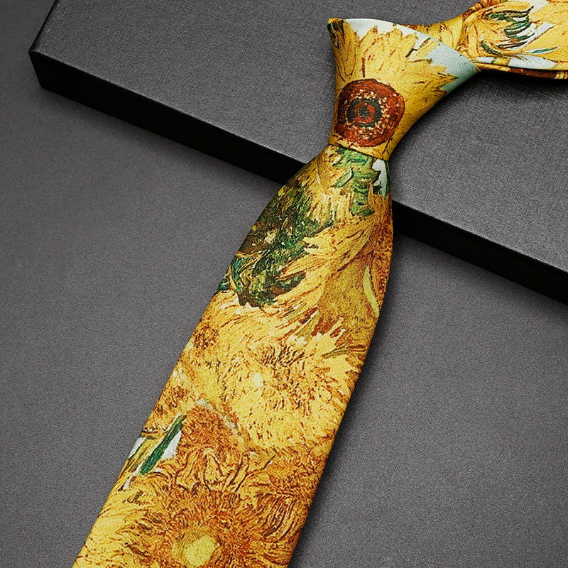 宽版艺术领带男9CM手打个性覆古油画画系列衬衫女文艺新郎结1202z