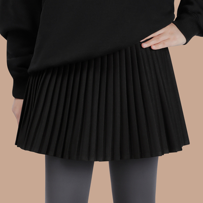 秋冬季2025新款黑色百褶裙屁帘女