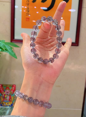 天然黑金超黑加伦超七水晶手链手串发晶云母共生双轮矿石男女款礼