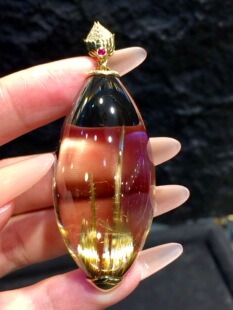 正品天然金钛金发晶马眼吊坠男女款绿幽灵马眼项链送女友闺蜜新年