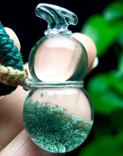 正品 天然绿幽灵葫芦吊坠老矿优质天然水晶饰品挂件坠子男女福禄