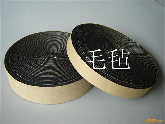 定做各种规格背胶毛毡条 双面胶纸毛毡 粘性羊毛毡