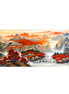 国画山水画鸿运当头客厅挂画