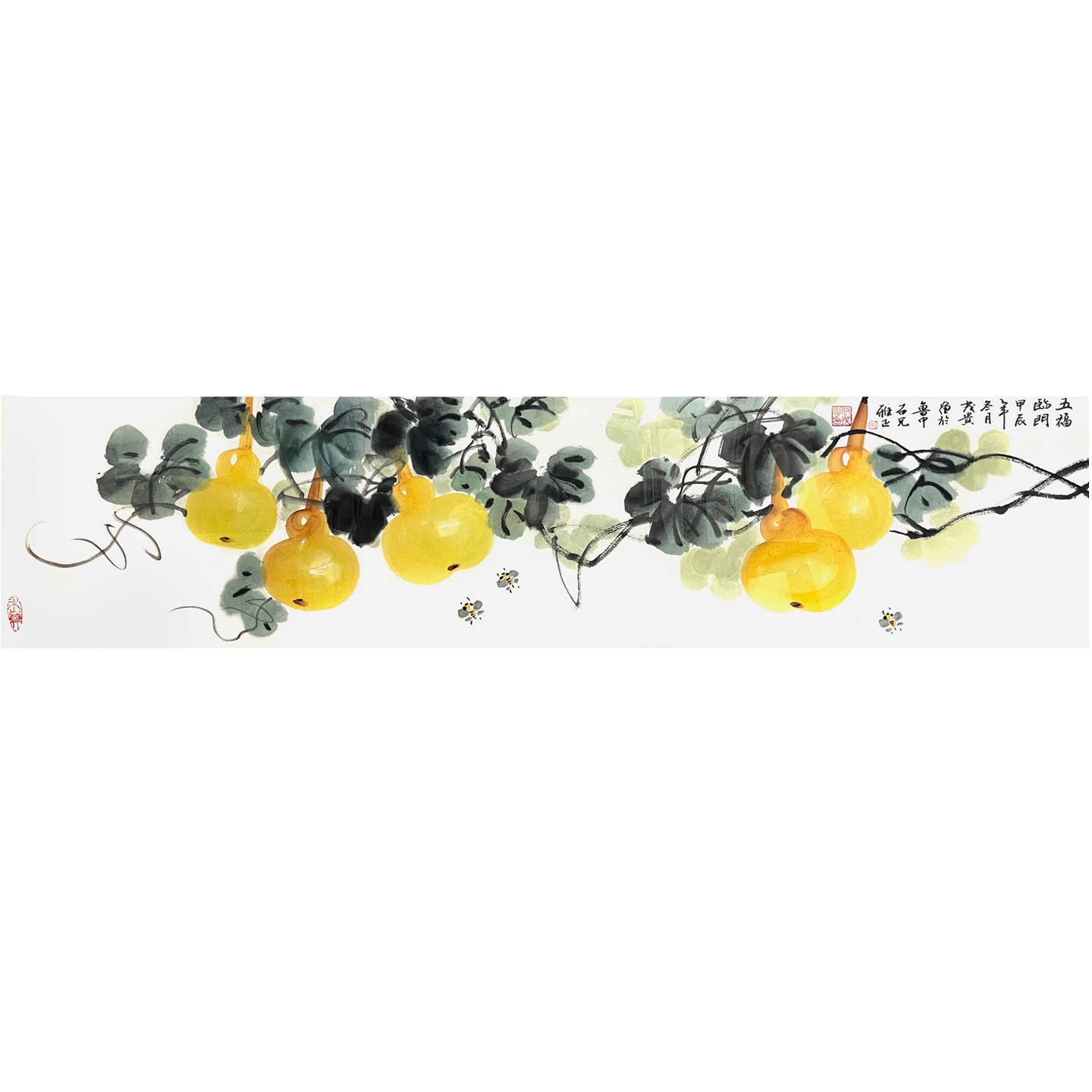 纯手绘国画葫芦写意花鸟画