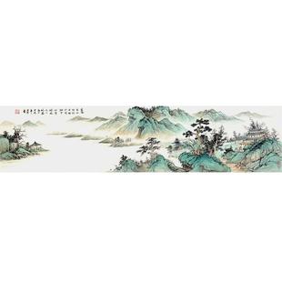 纯手绘水墨国画青绿山水字画办公室客厅茶室新中式江川春色图