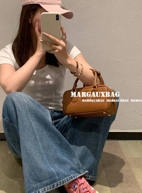 缪家头层牛皮保龄球包手提包单肩包斜挎包MIU欧美时尚百搭女包