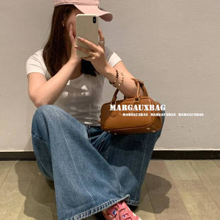 缪家头层牛皮保龄球包手提包单肩包斜挎包MIU欧美时尚百搭女包