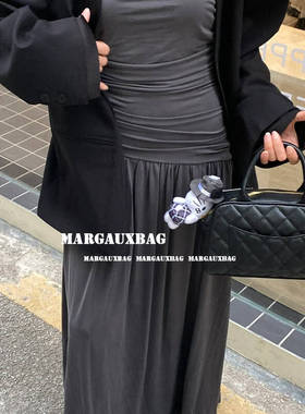 小香风头层牛皮鱼子酱纹迷你菱格保龄球包手提包中古黑色百搭女包