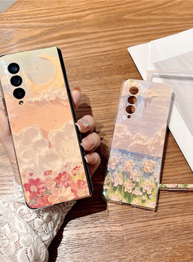 ins文艺小碎花适用三星galaxy Z Fold3手机壳W22硅胶Fold 3软套韩