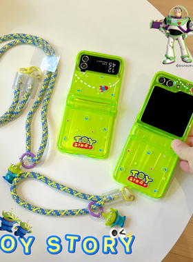 适用三星galaxyZFlip7 FE手机壳INS风荧光绿卡通怪兽大学ZFlip4时尚创意个性插卡ZFlip3保护套zflip6壳zflip5