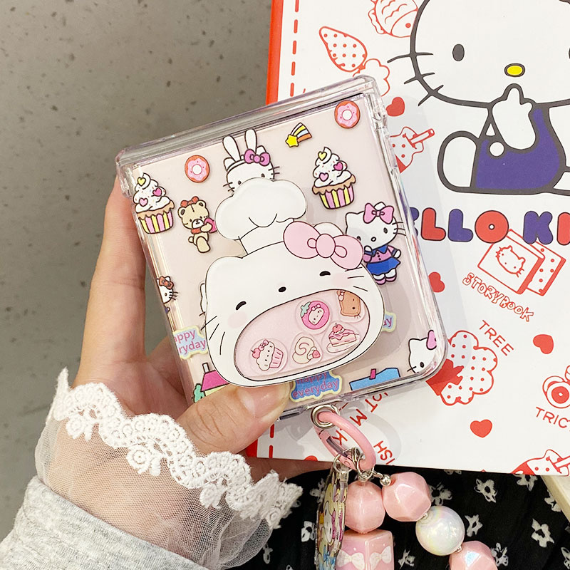 ins韩系卡通可爱KT猫用华为pocket2手机壳vivoxflip新款matex6/X5摇摇乐支架oppofindn3flip保护套n2flip硬壳