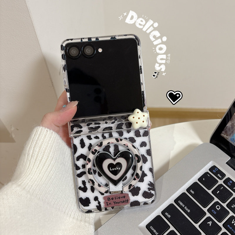 适用三星zflip7手机壳ins日韩个性豹纹爱心磁吸支架ZFlip6创意zflip7FE手链全包中轴防摔保护zlip5保护套女,3C数码配件,手机保护套/壳,淘宝优惠券,粉丝福利购,淘宝优惠卷