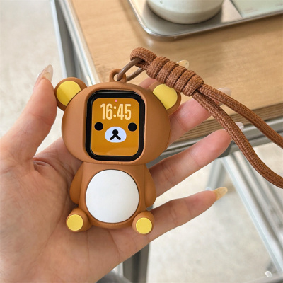 日韩卡通轻松熊手绳适用苹果手表s11保护壳iwatchs9876s10代se套