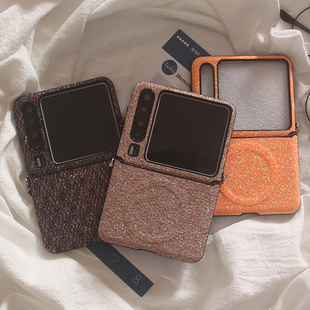 ins日韩闪粉亮片适用华为Purax手机壳pocket2小米MIXFlip磁吸oppofindn3flip荣耀MagicV三星zflip7 5保护套