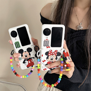 韩国ins卡通米奇米妮情侣适用于OPPOFindN3Flip手机壳oppo折叠屏外壳find n2flip女款n3flip手链N2flip保护套