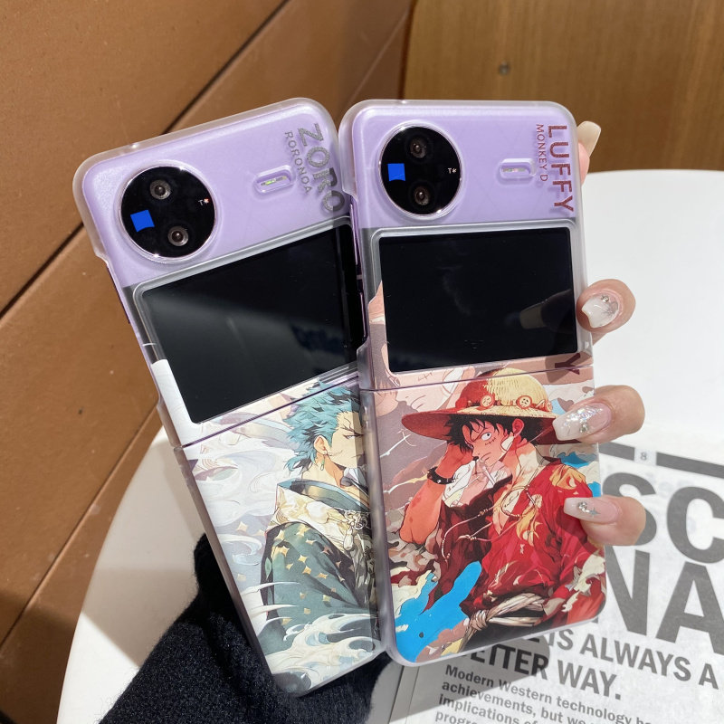 ins卡通海贼王路飞索罗适用vivo x flip手机壳xflip新款贝壳纹小折叠屏xflip保护套创意个性手链X Flip硬壳5G