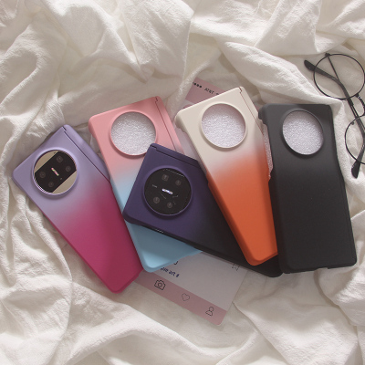 ins韩风渐变色适用荣耀magicV6手机壳岩沙双中轴v5/v3磁吸中轴后壳oppofindn6/n5撞色轻奢vivoxfold5/3保护套