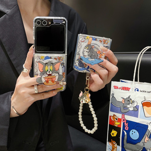 手提链w24 4保护套zflip5女款 flip壳 磁吸ZFlip3 适用三星galaxyZFlip7手机壳潮牌卡通猫和老鼠ZFlip6创意个性