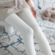 针织麻花纹米白踩脚保暖打底袜裤 高腰加绒加厚白色打底裤 女秋冬季