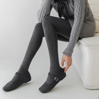 高个子烟灰色打底裤女秋冬季加绒