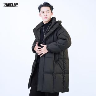 高充绒量男士中长款羽绒服冬季新款美式休闲加厚保暖连帽外套男款